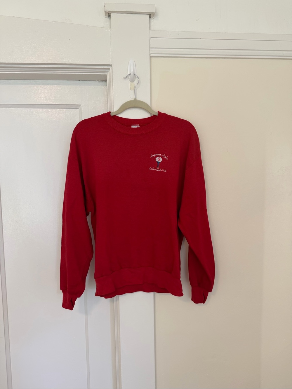 Jerzees Vintage Red Laguna Lake Ladies Golf Club Crewneck Sweatshirt